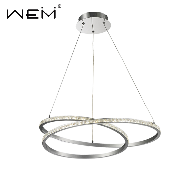 New Product Indoor Aluminum Chandeliers Hanging Lamp Cyrstal Round Pendant Light For Living Room