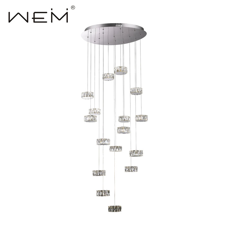 Hot New Products Crystal Large Pendant Lights Luxury Kristal Hotel Decoration LED Chandelier Lamp